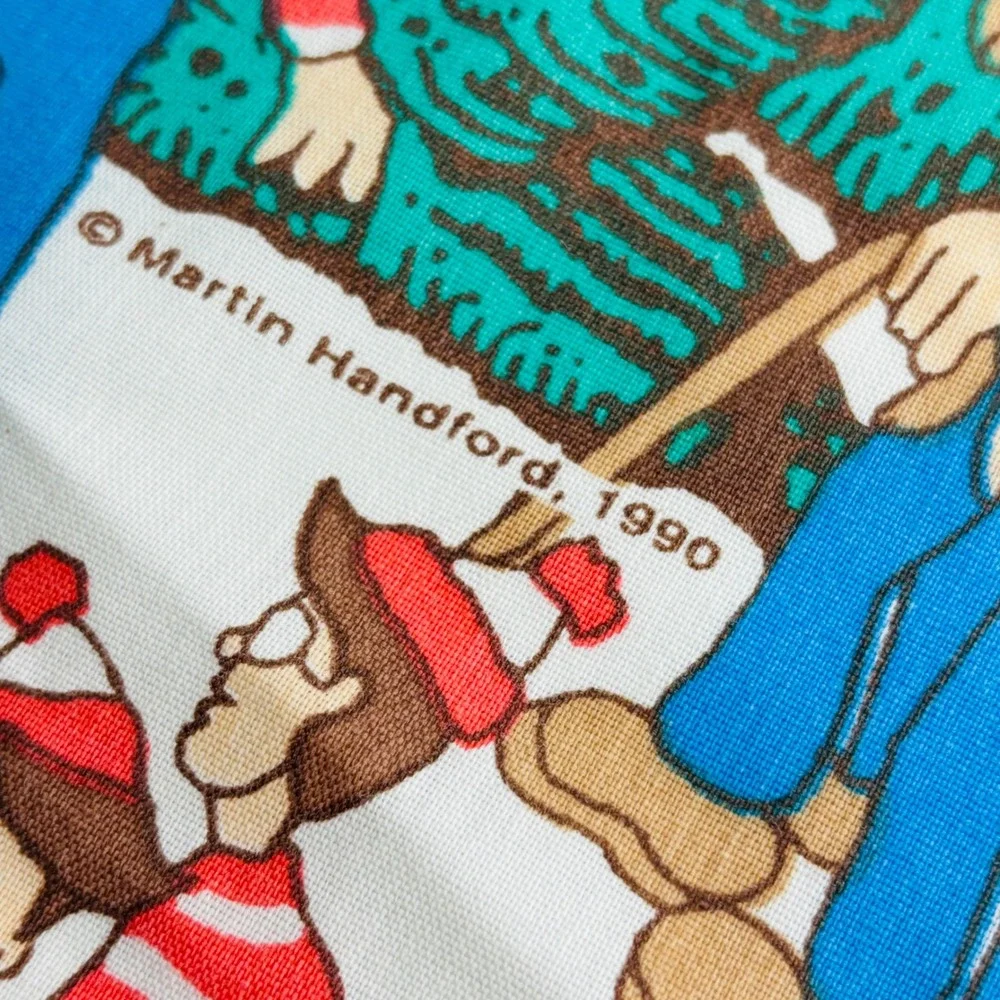 Vintage Where's Waldo Twin Flat Sheet Pillowcase Giant Dragon Springs 1990 Flaws